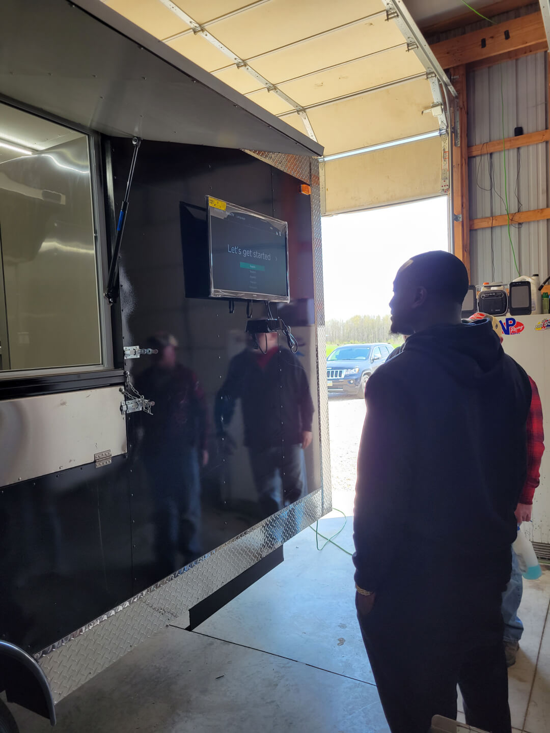 Food truck with tv monitor