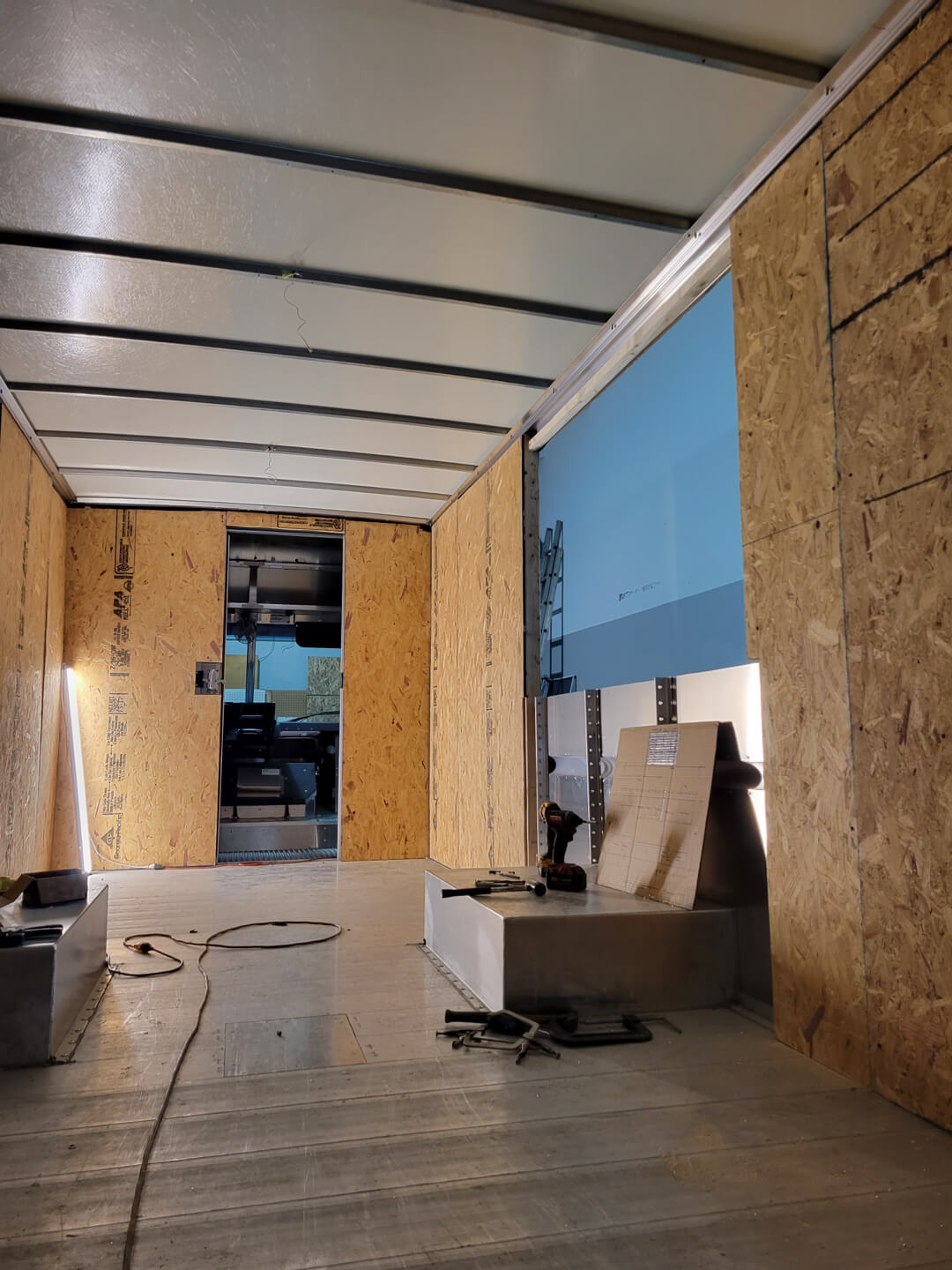 Service truck interior being built