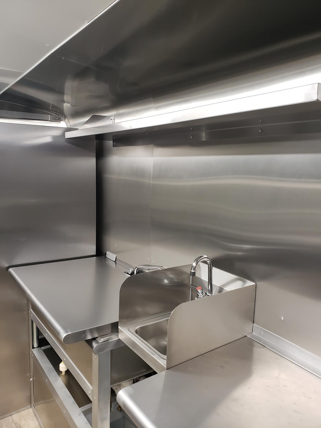 Showing kitchen sink inside food truck