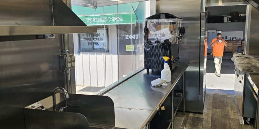 Stainless Steel Food Truck Service Counter and Prep Area